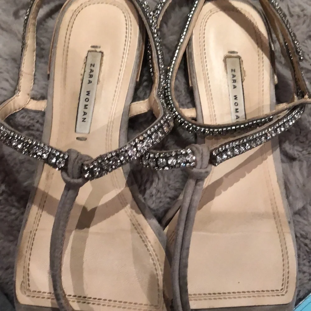 Zara jewelled sparkly ankle strap sandals in 37 - Picture 6 of 9